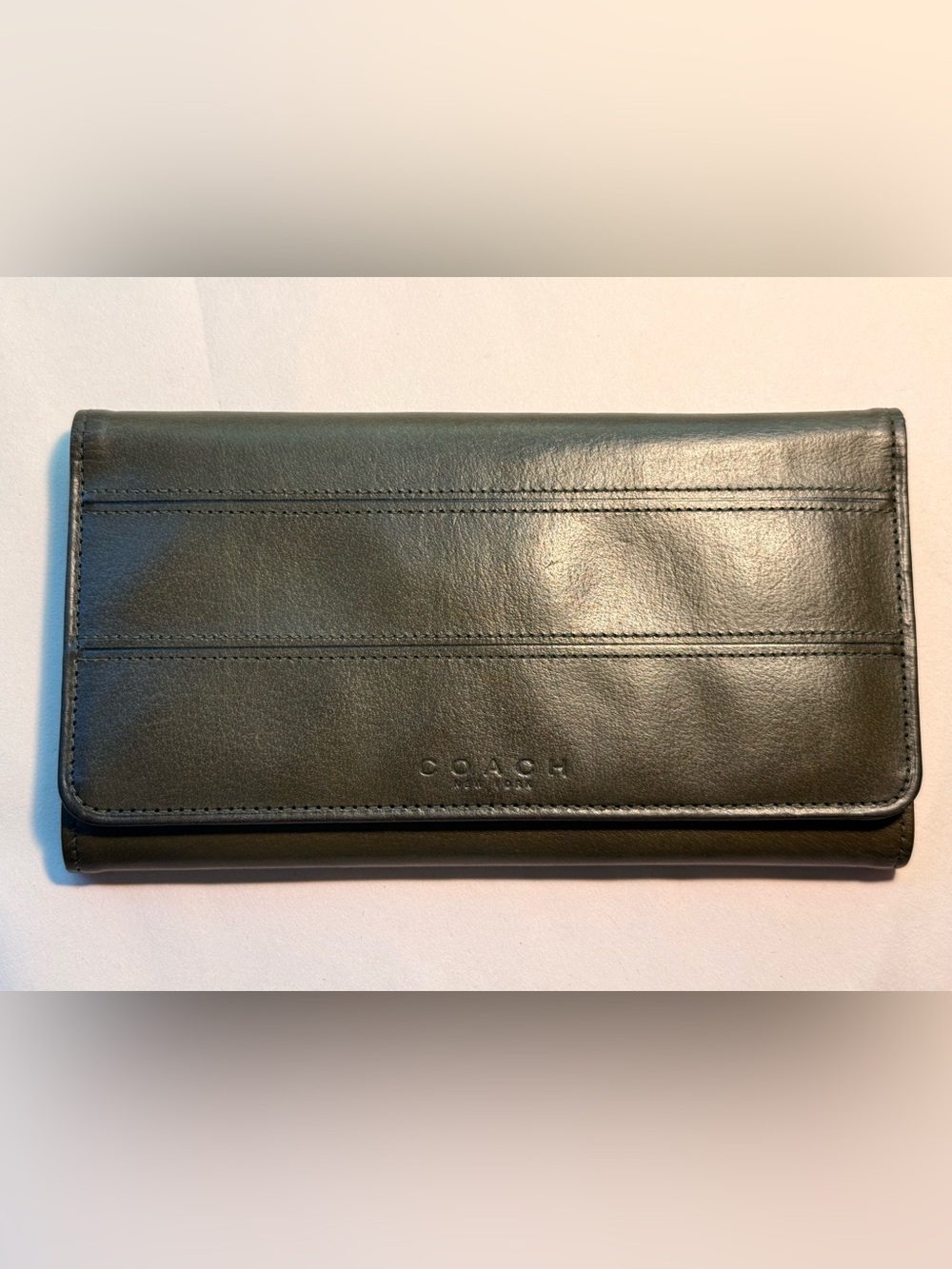 Vintage Coach Tribeca Combination Wallet Checkbook (5833) in Loden water buffalo